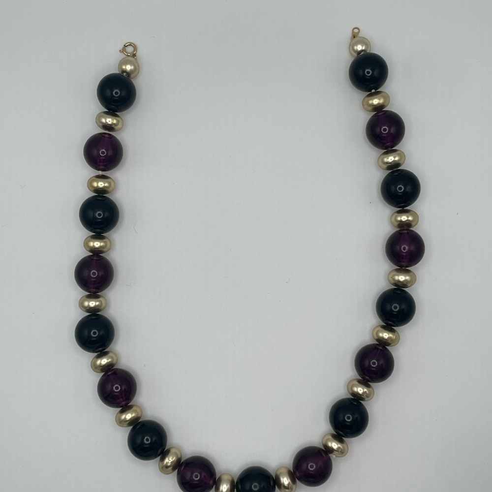 Elegant Purple and Gold Beaded Necklace